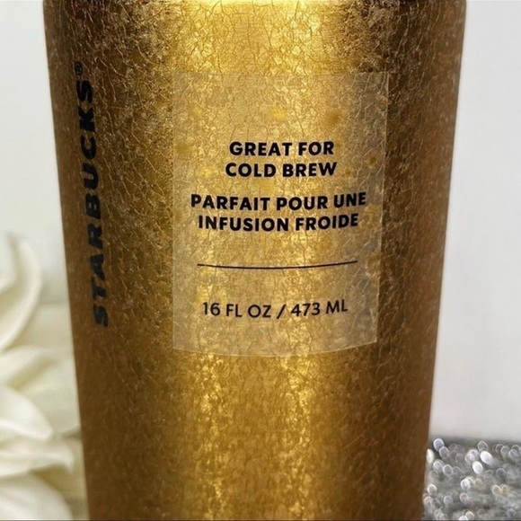 Starbucks Gold Flake Stainless Steel Cold Cup Nwt - Picture 4 of 4